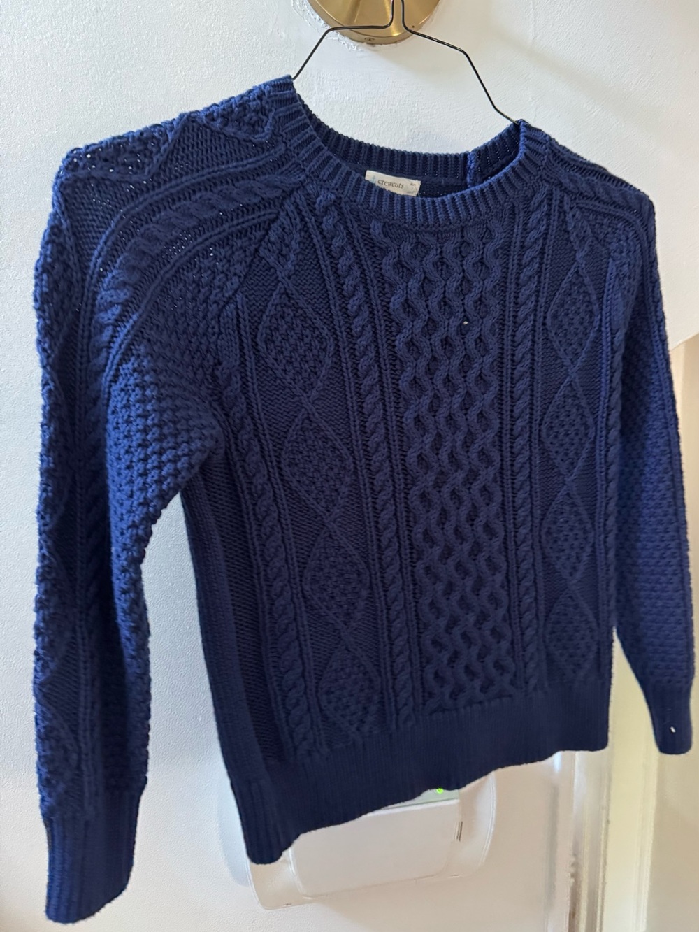 Crewcuts Navy Cable Knit Crewneck Sweater